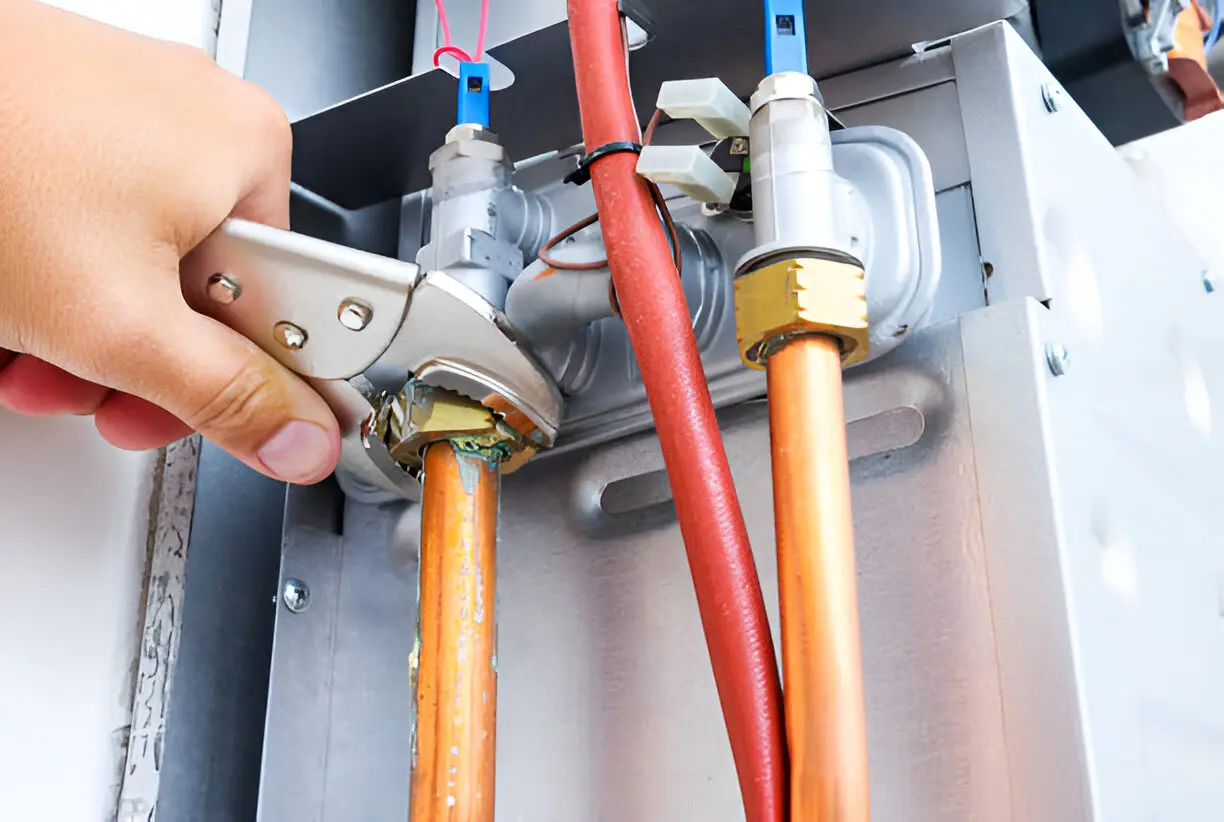 Home 14 HVAC professional working on a heating system to prepare for winter in an Orlando home
